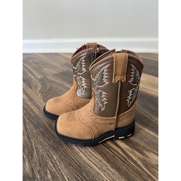 Ariat Cowboy Boots Little Stompers Boys Size 5c Brown‎ - Picture 1 of 8